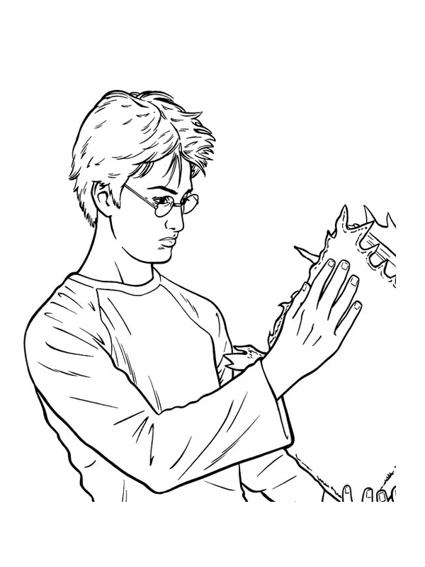 coloriage harry potter lit un livre magique